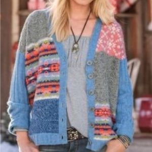Sundance Purely Patchwork Cardigan Sweater Wool Blend NWOT Size XS